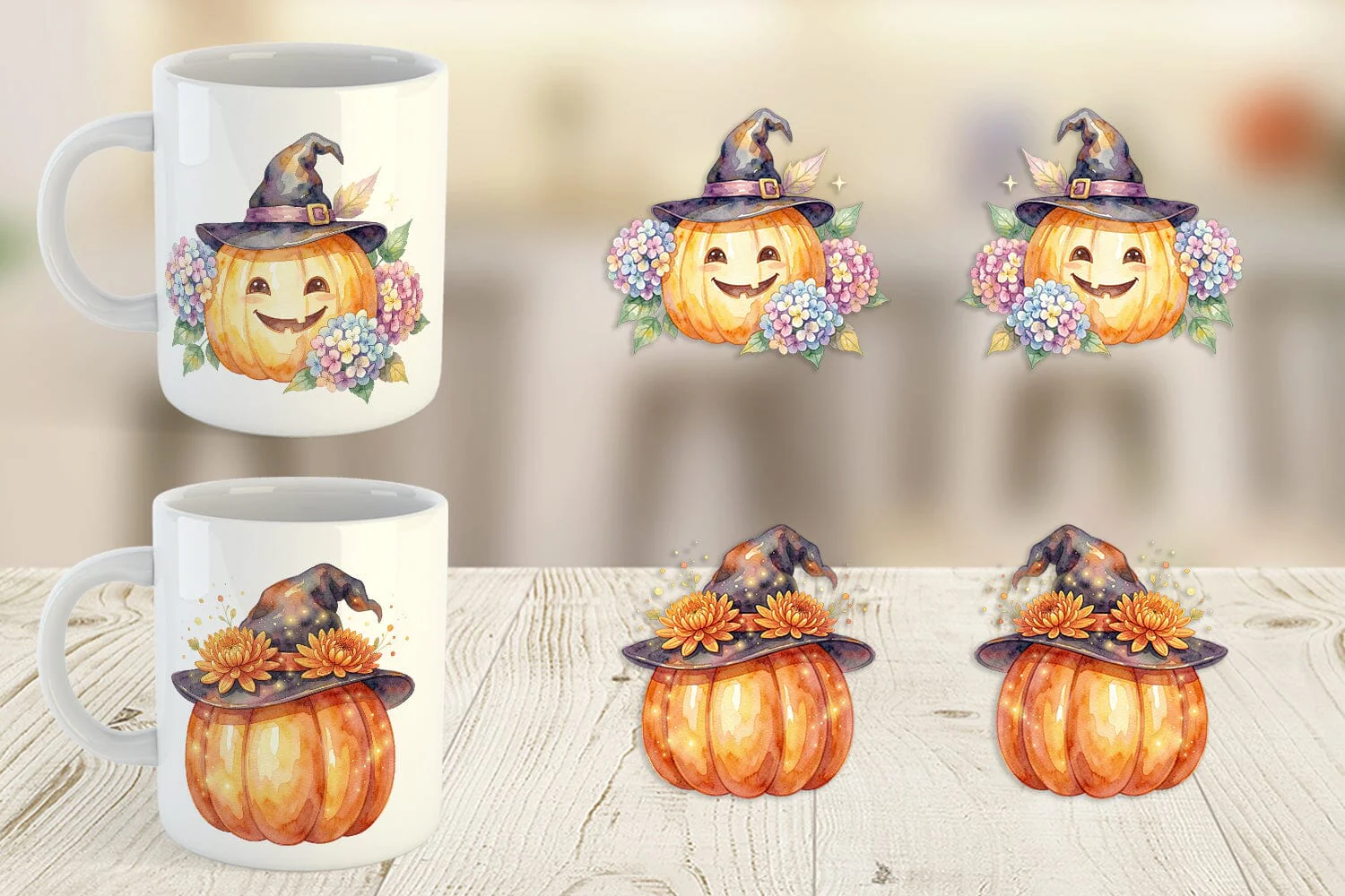 Mug Wrap Watercolor Enchanted Floral Witch Hat - Image 2