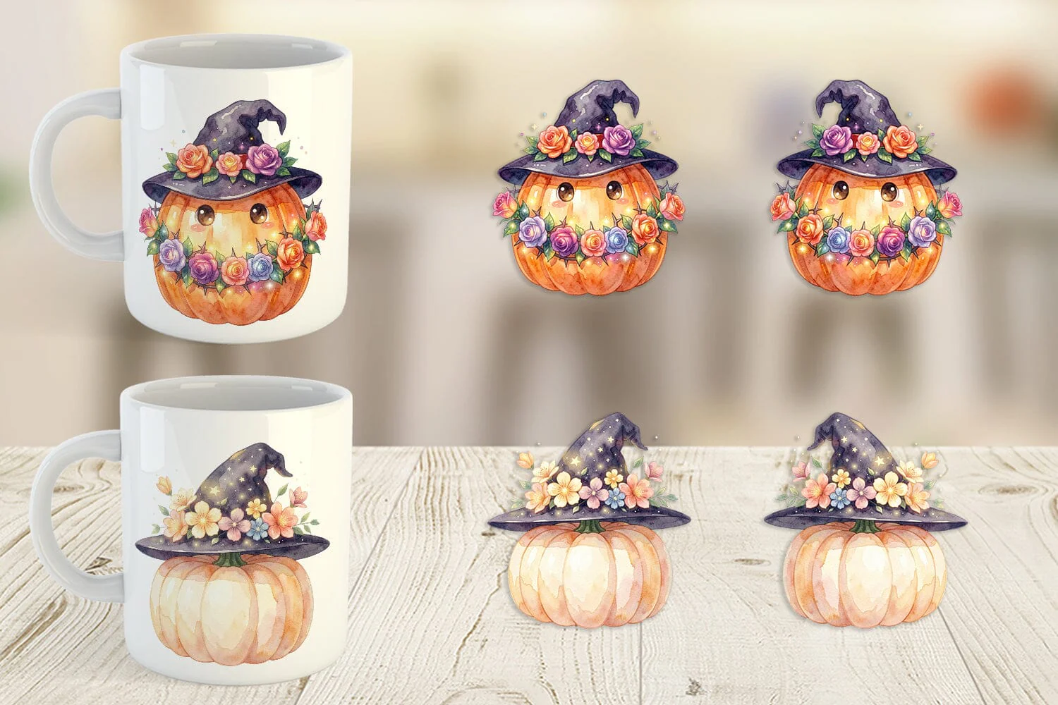 Mug Wrap Watercolor Enchanted Floral Witch Hat - Image 5
