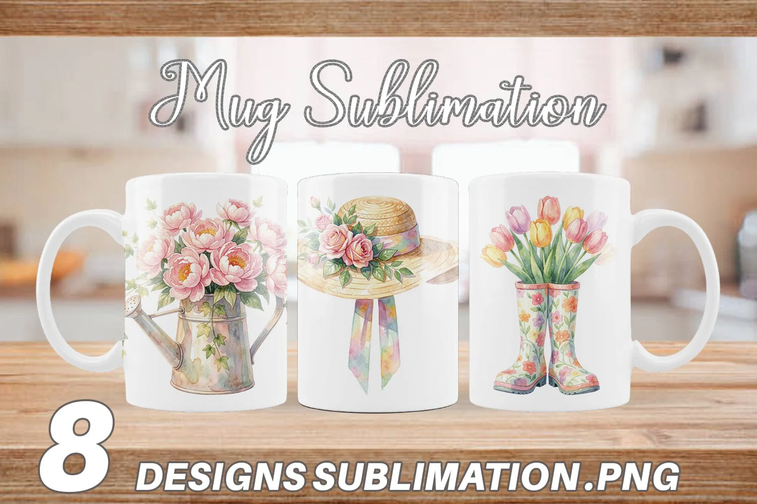 Mug Wrap Watercolor Enchanted Garden Mom Floral