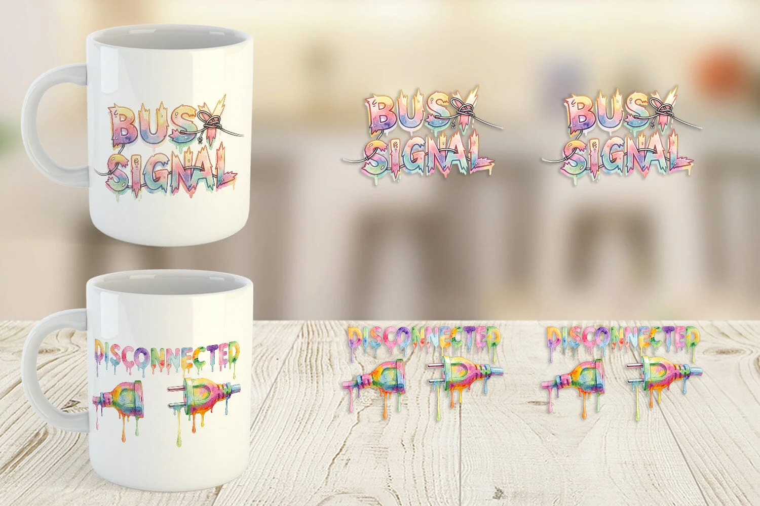 Mug Wrap Watercolor Funny Dial-Up Internet Art - Image 2