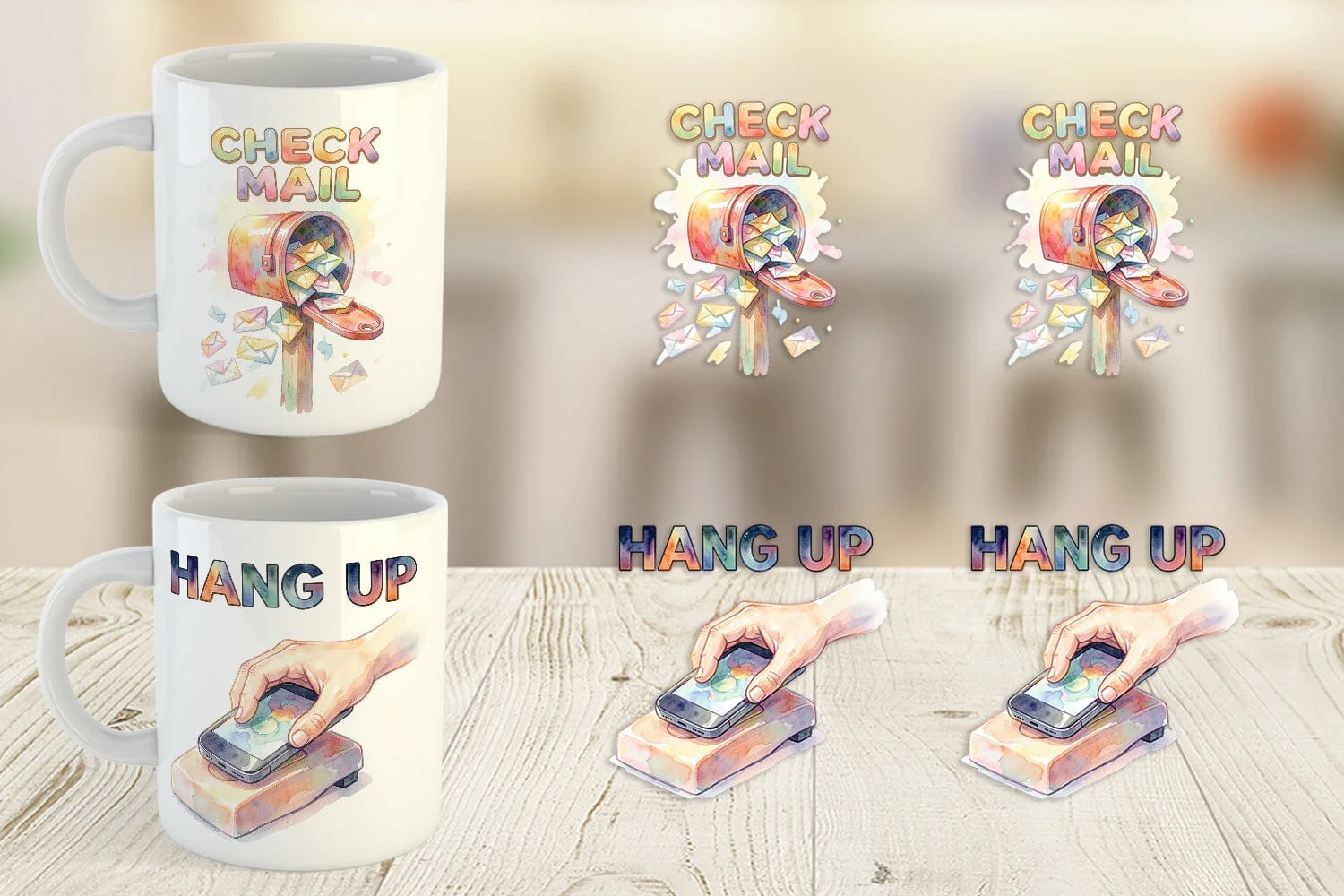 Mug Wrap Watercolor Funny Dial-Up Internet Art - Image 4