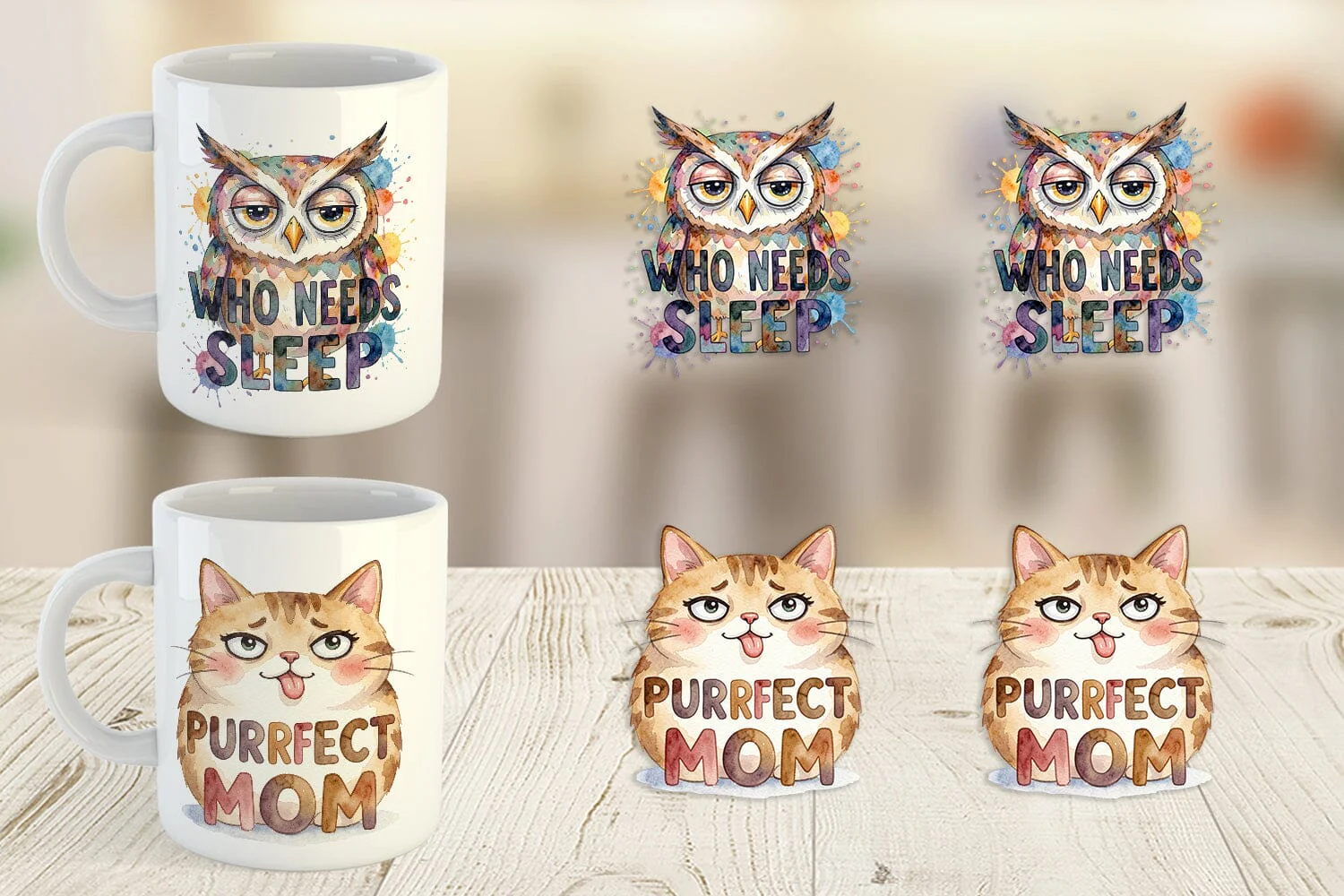 Mug Wrap Watercolor Funny Ugly Cute Animal Mom Quotes - Image 2