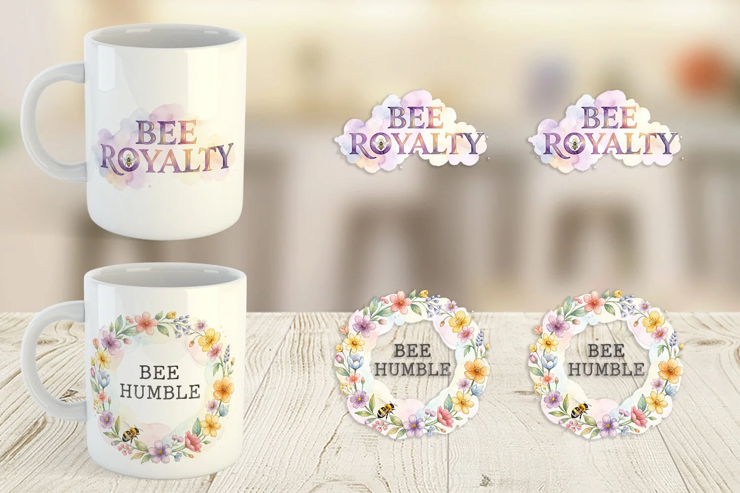 Mug Wrap Watercolor Honeycomb Bee Motivation Quotes - Image 2