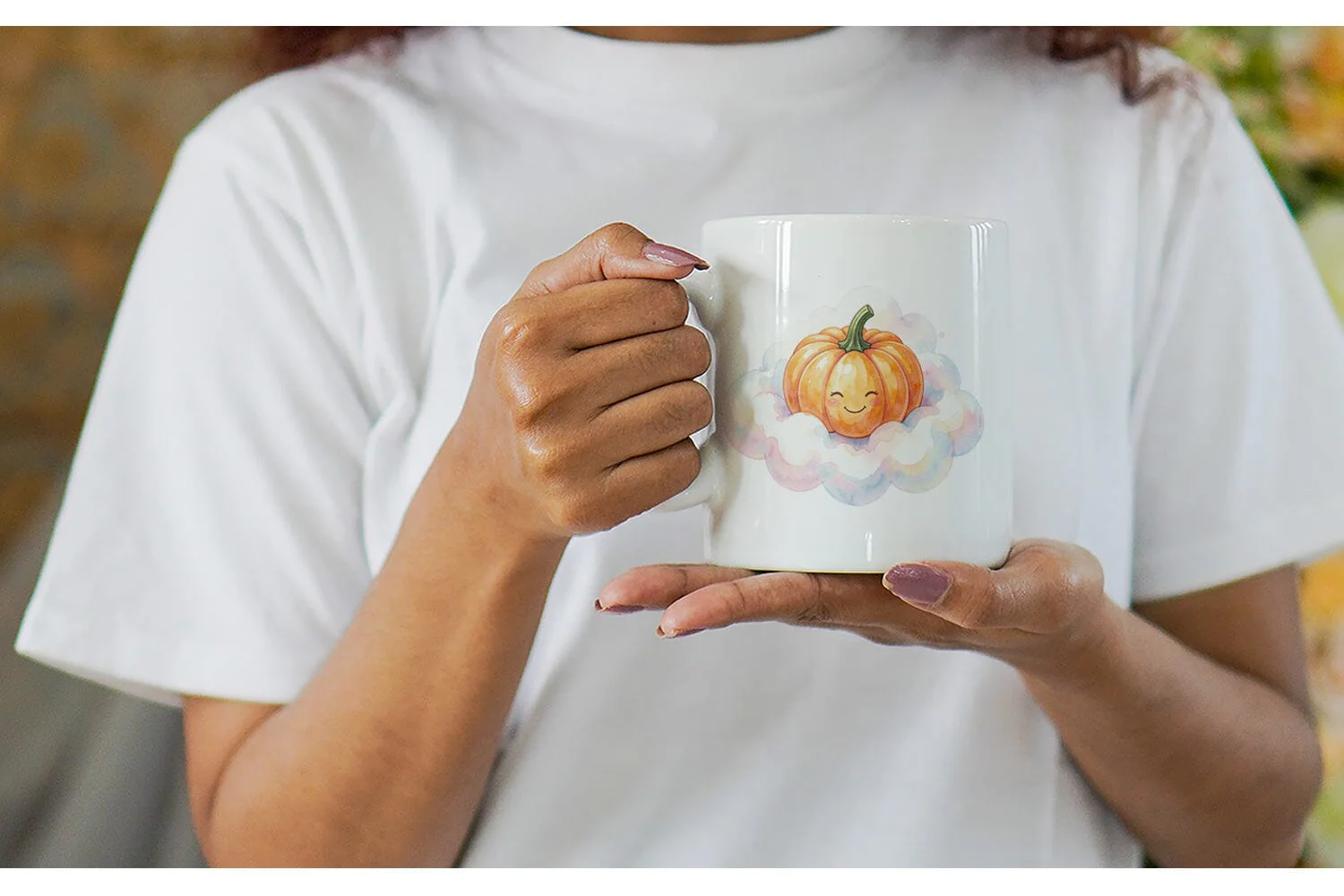 Mug Wrap Watercolor Kawaii Cute Pastel Pumpkin - Image 6
