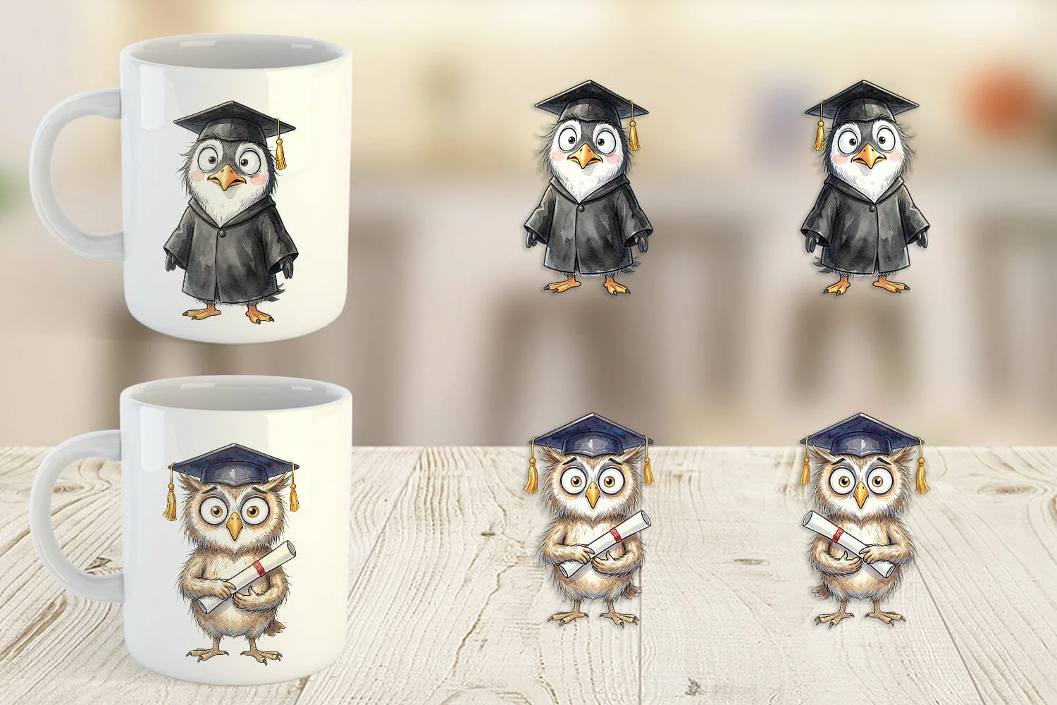 Mug Wrap Watercolor Messy Animal Graduation - Image 3