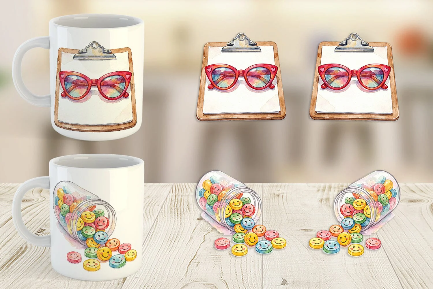 Mug Wrap Watercolor Retro Groovy Nurse Tools - Image 4