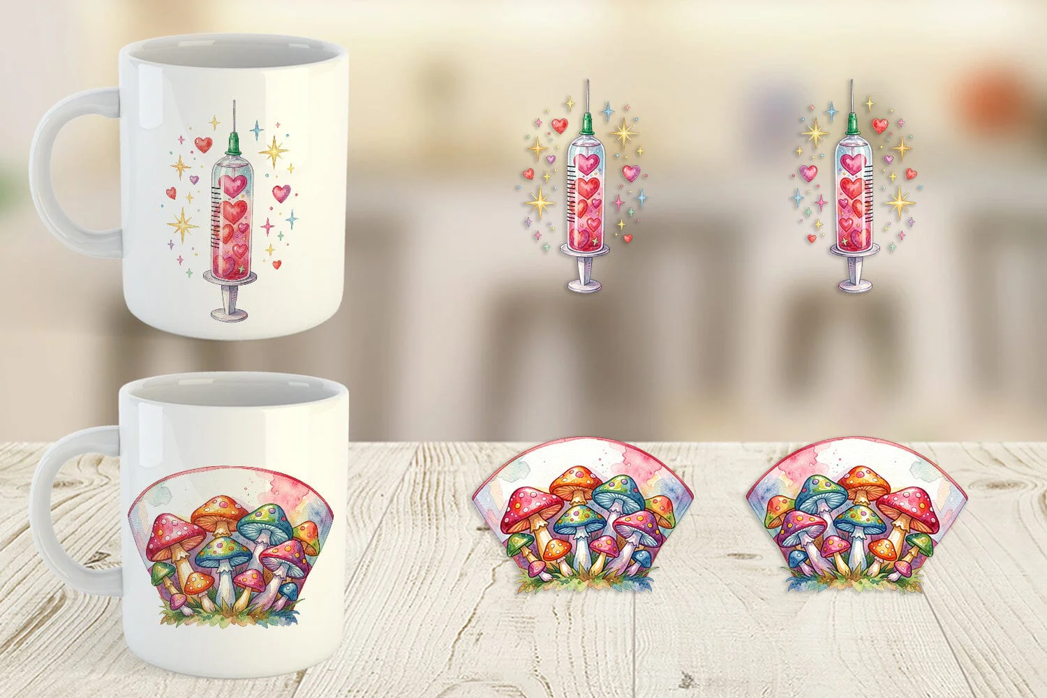 Mug Wrap Watercolor Retro Groovy Nurse Tools - Image 5