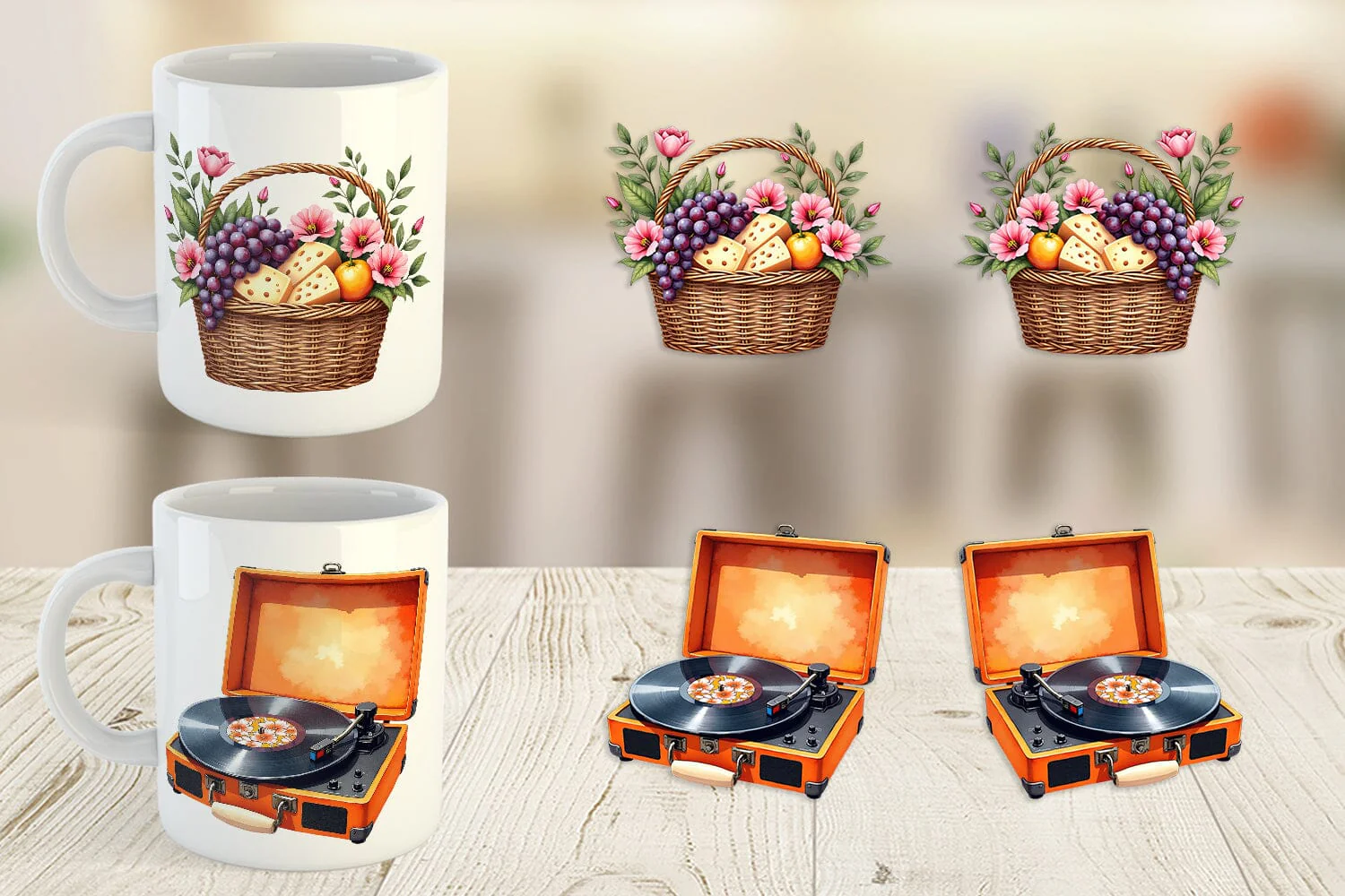 Mug Wrap Watercolor Retro Picnic & Pastimes 70s Lifestyle - Image 5