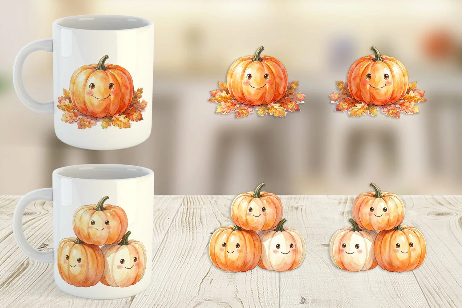Mug Wrap Watercolor Rustic Autumn Harvest Pumpkin - Image 5