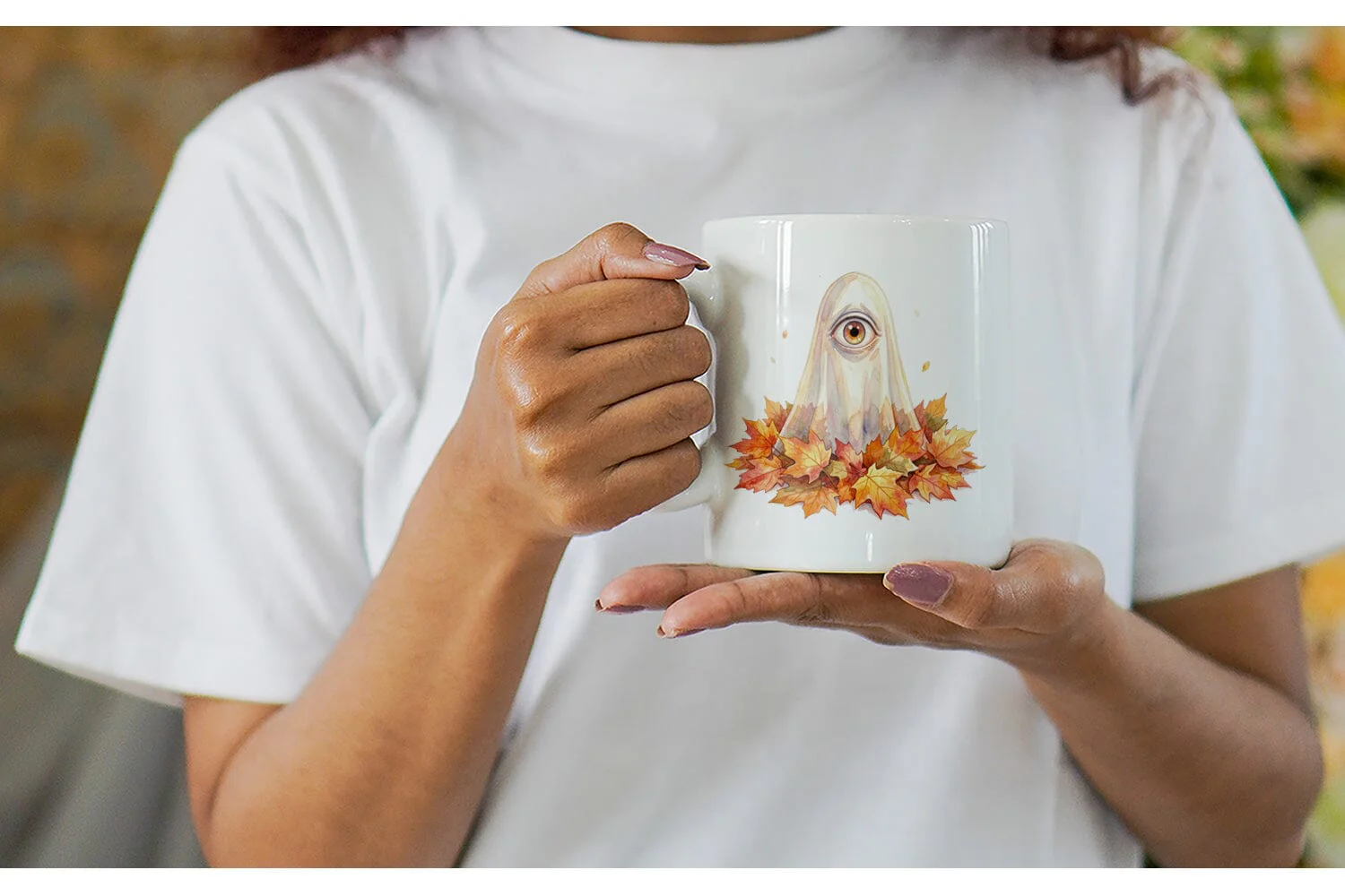 Mug Wrap Watercolor Sarcastic Autumn Fall Ghost - Image 6