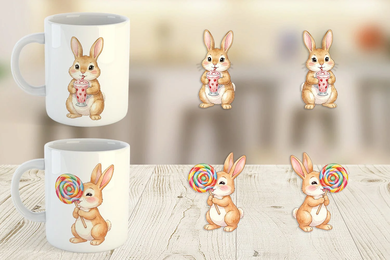 Mug Wrap Watercolor Sweet Candy Easter Bunny - Image 2