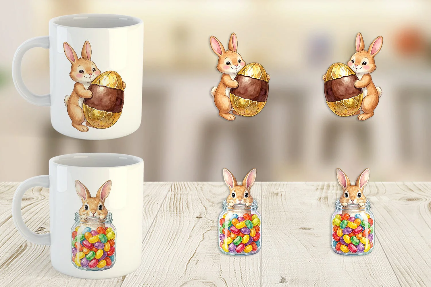 Mug Wrap Watercolor Sweet Candy Easter Bunny - Image 5