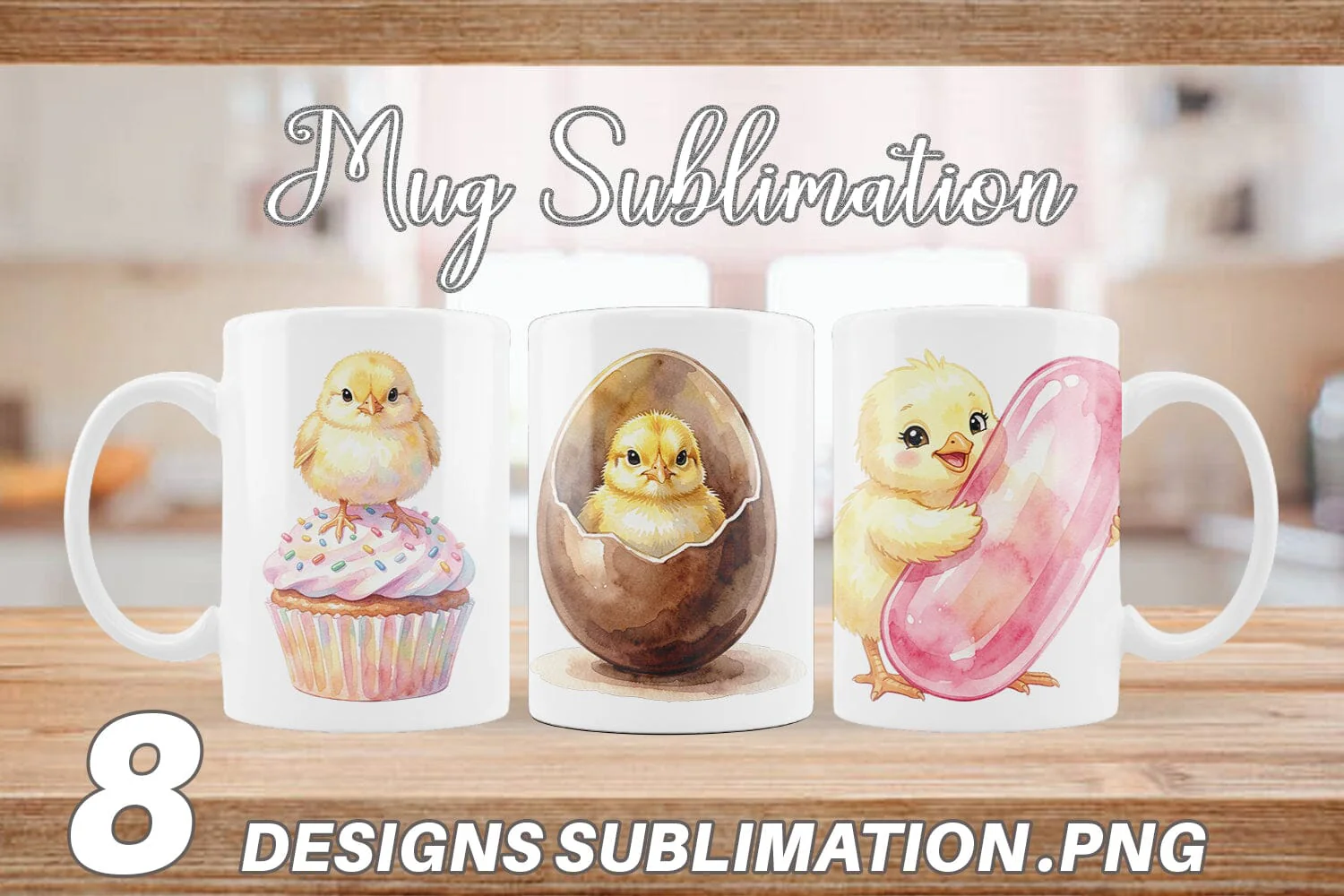 Mug Wrap Watercolor Sweet Candy Easter Chicks
