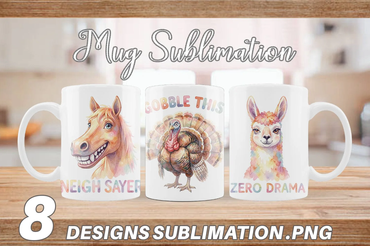 Mug Wrap Watercolor Wacky Barnyard Animal Quotes