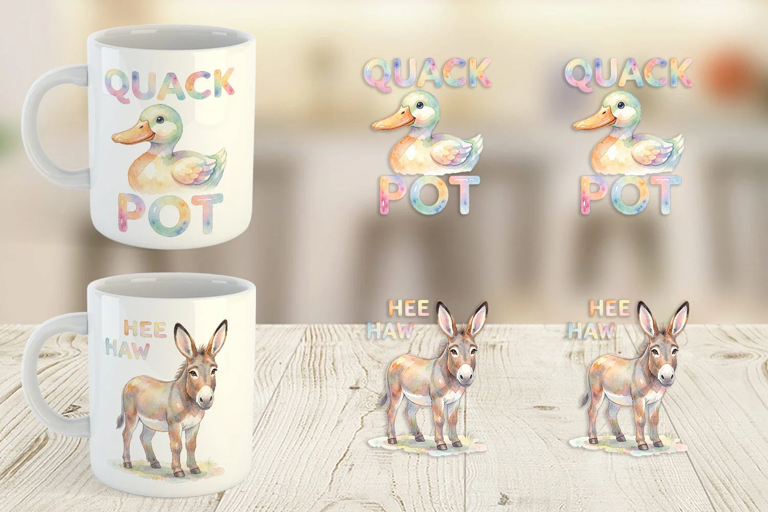 Mug Wrap Watercolor Wacky Barnyard Animal Quotes - Image 2