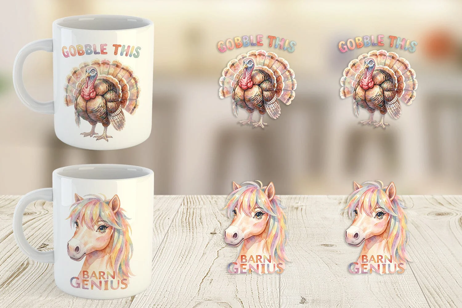 Mug Wrap Watercolor Wacky Barnyard Animal Quotes - Image 3