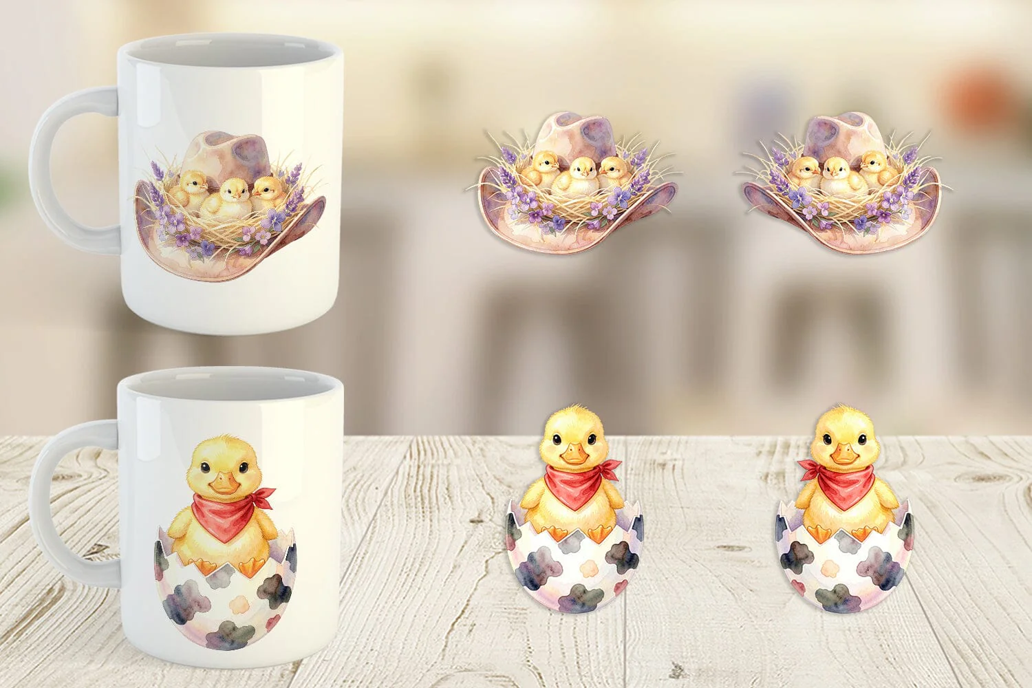 Mug Wrap Watercolor Western Chick And Duckling Art - Image 3