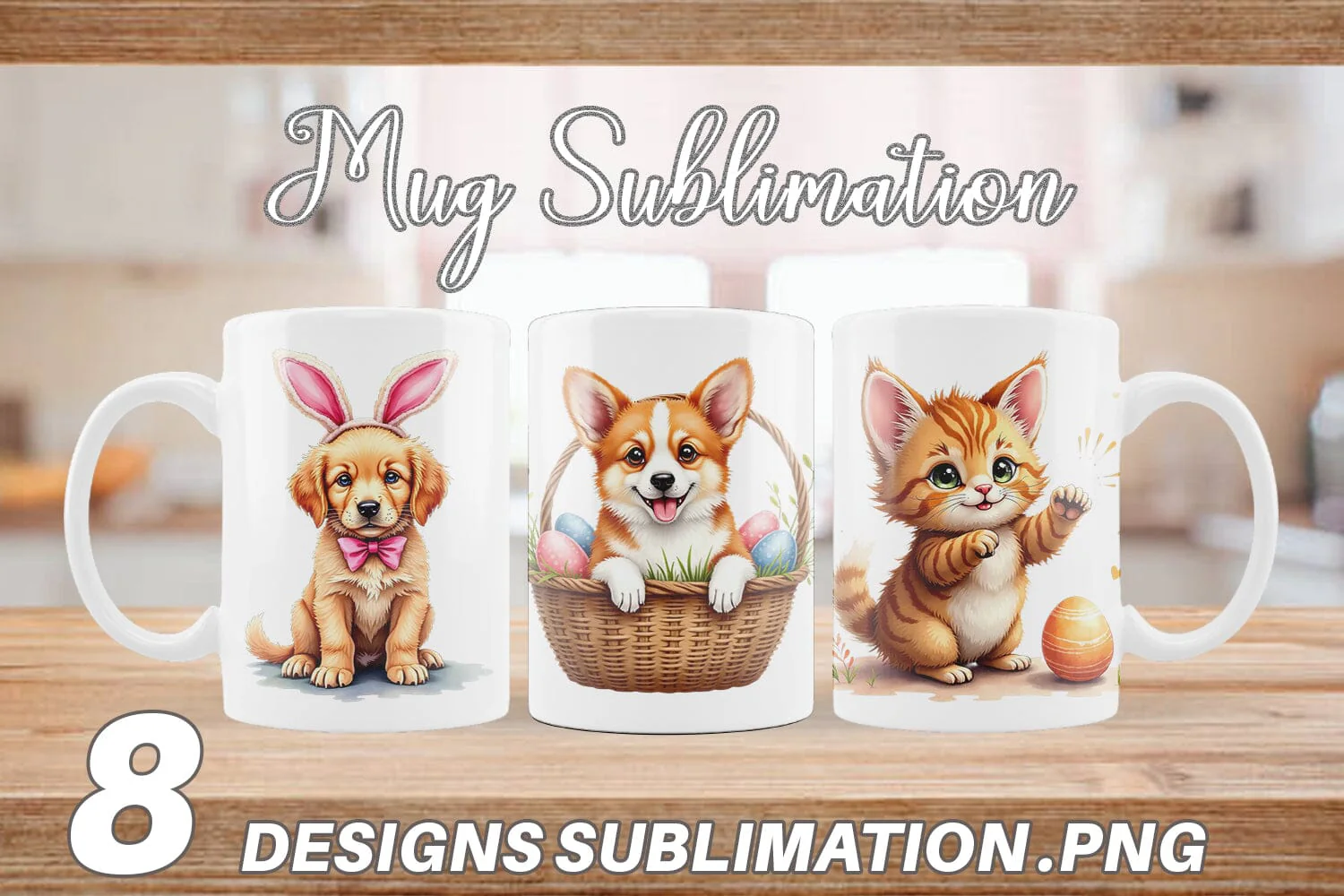 Mug Wrap Whimsical Easter Pets