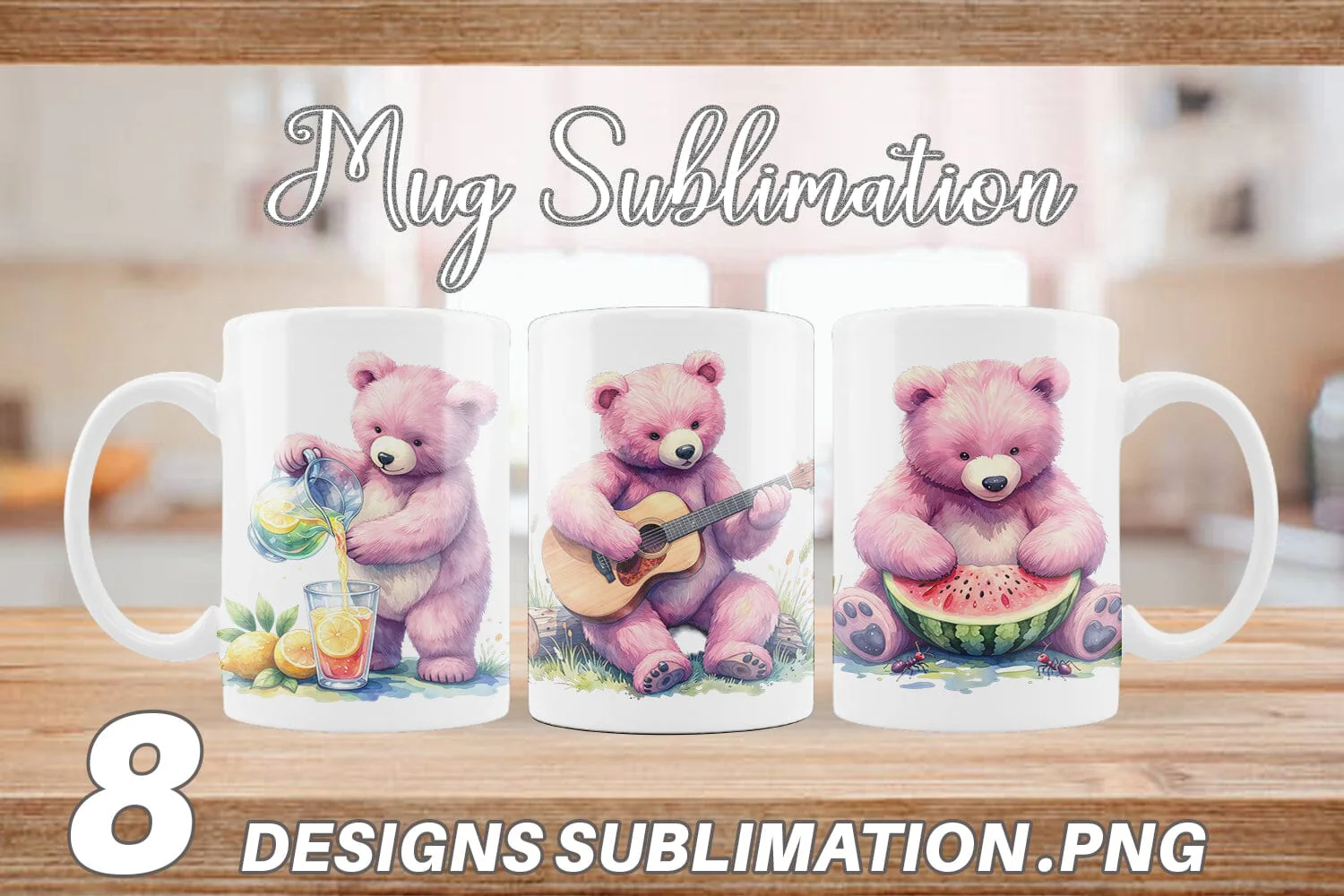 Mug Wrap Woodland Mama Bear Watercolor