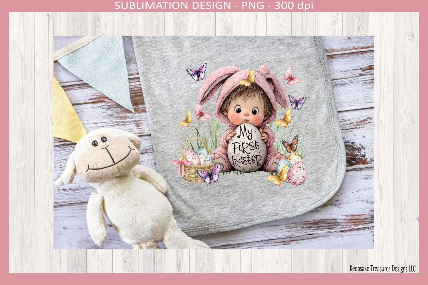 My First Easter Baby Bunny Design, Sublimation Png, Infant Easter Outfit Design - Image 3