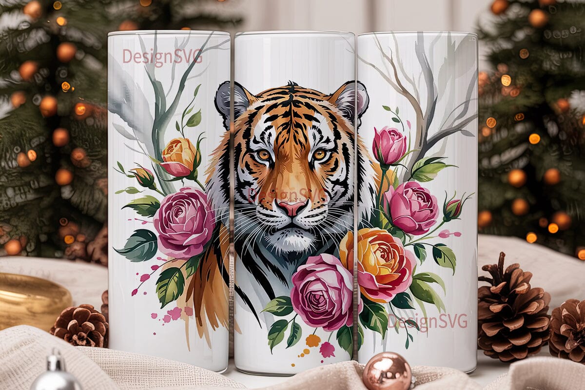 Mystical Floral Tiger 20oz Tumbler Wrap - Image 2