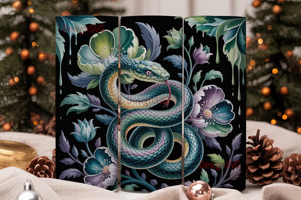 Mystical Snake & Floral 20oz Tumbler - Image 2