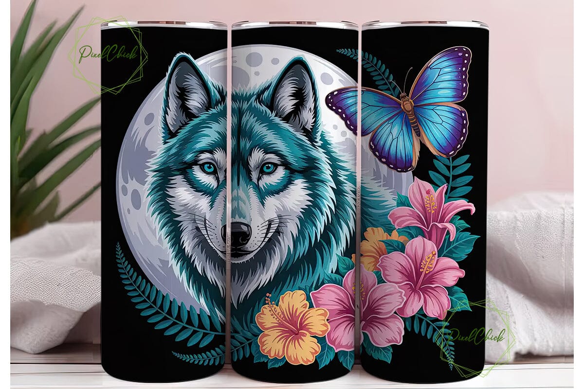 Mystical Wolf & Butterfly 20oz Tumbler - Image 3