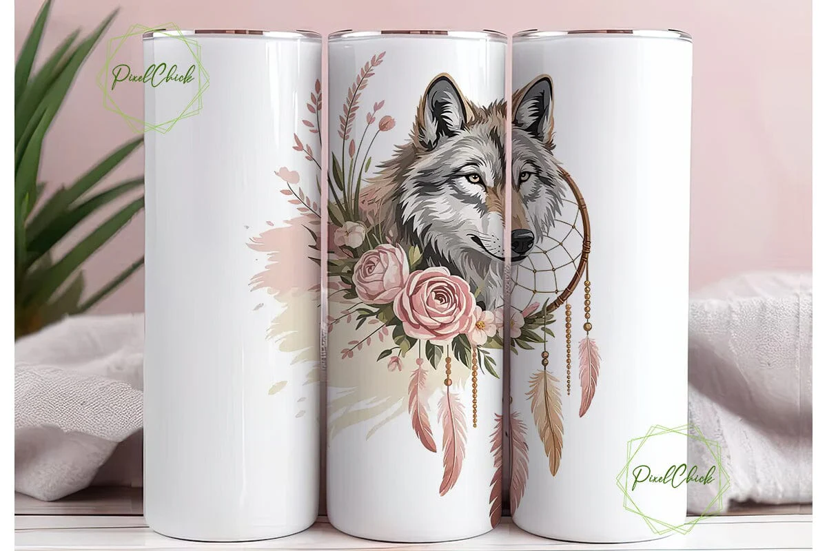Mystical Wolf Dreamcatcher 20oz Tumbler - Image 3