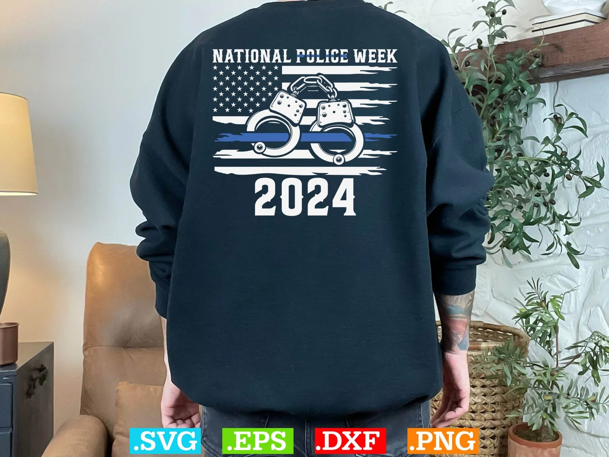 National Police Week 2024 Shirt, Police Svg, Back the Blue Svg, Thin Blue Line Shirt, Police Officer Svg, Police Wife Svg, Distressed Flag - Image 4