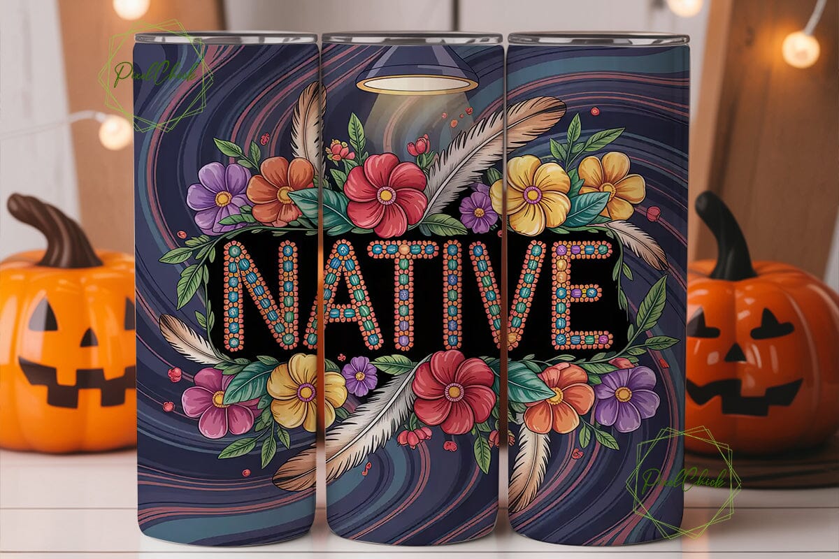 Native American Beaded Floral Tumbler - Image 2