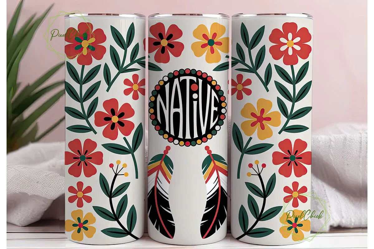 Native American Floral Tumbler Wrap - Image 3