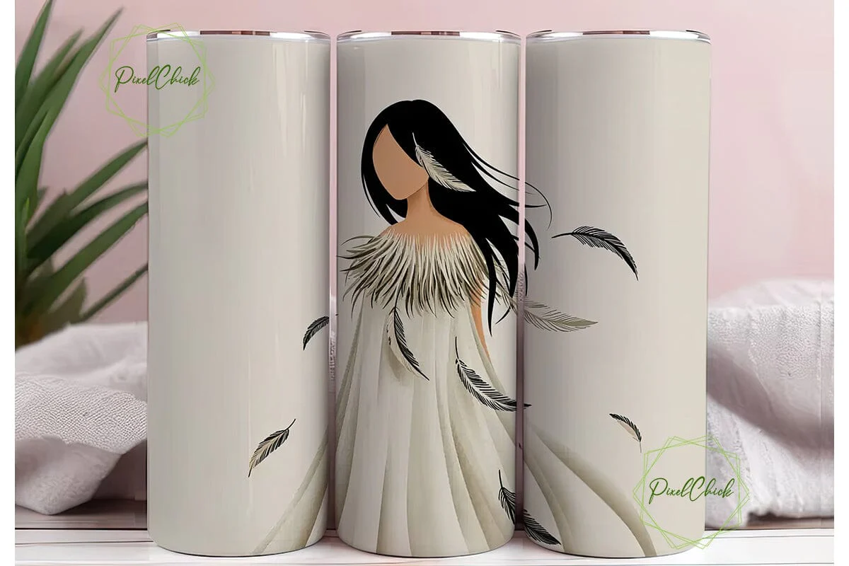 Native American Woman 20oz Tumbler Wrap - Image 3