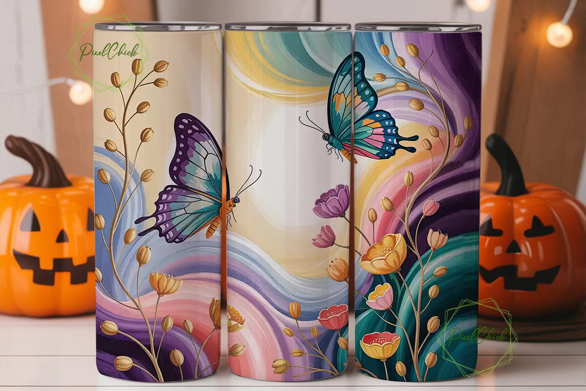 Native Butterfly Floral Tumbler Wrap - Image 2