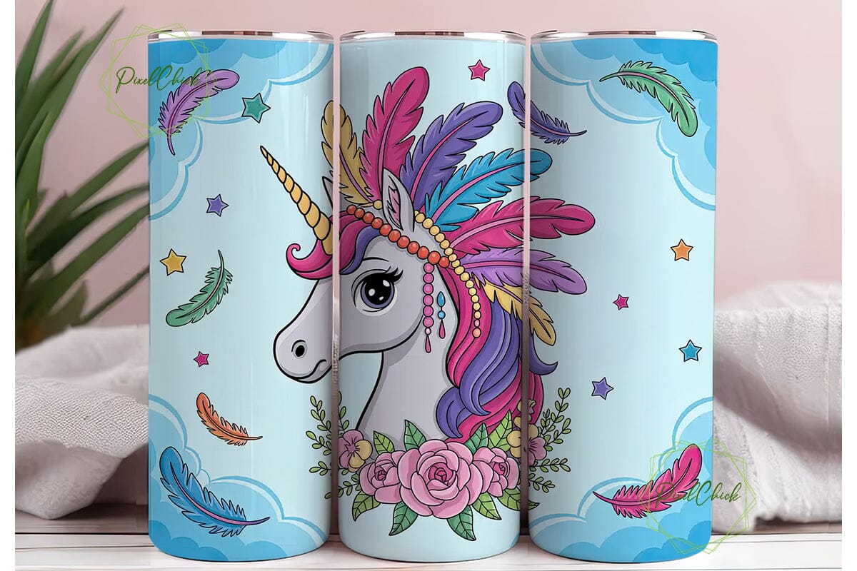 Native Girl Unicorn Tumbler Wrap - Image 3