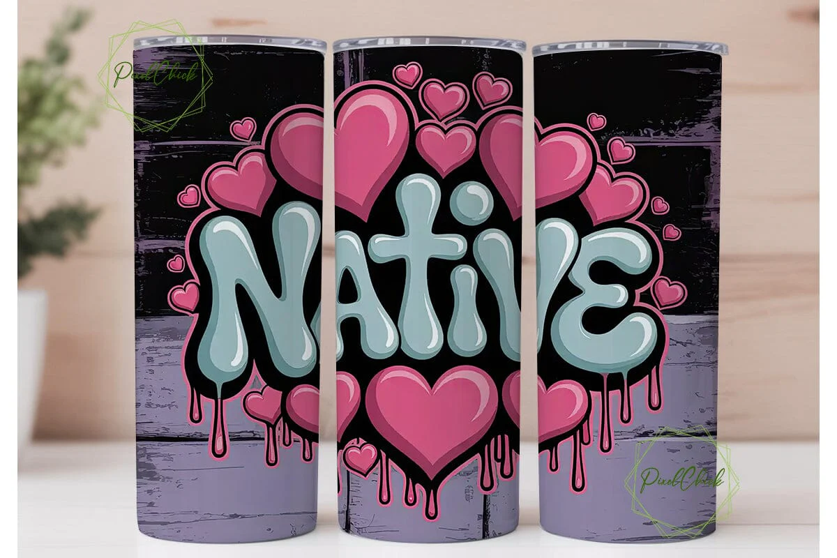Native Graffiti Hearts 20oz Tumbler