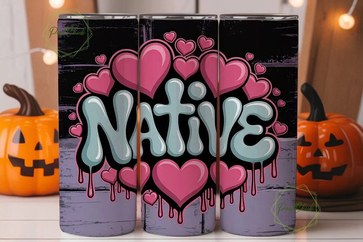 Native Graffiti Hearts 20oz Tumbler - Image 2