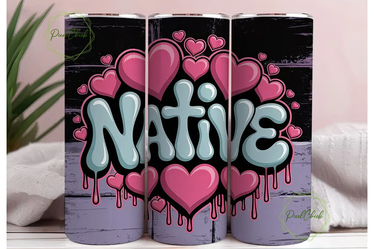 Native Graffiti Hearts 20oz Tumbler - Image 3