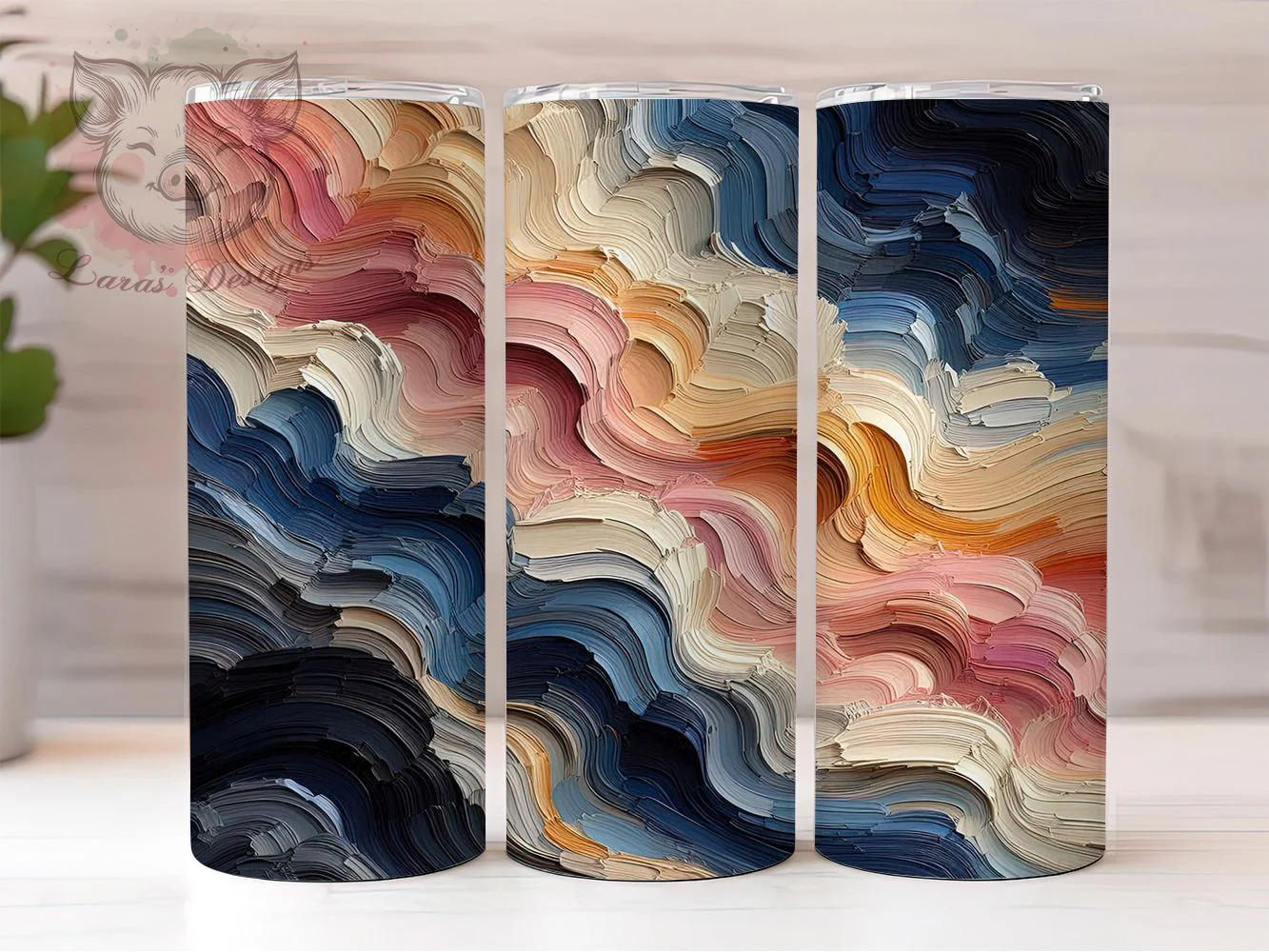 Navy Pink Gold Abstract Tumbler Wrap, Oil Painting, Artistic Style, Vibrant Design, Modern Art, Tumbler Wrap, Sublimation Design