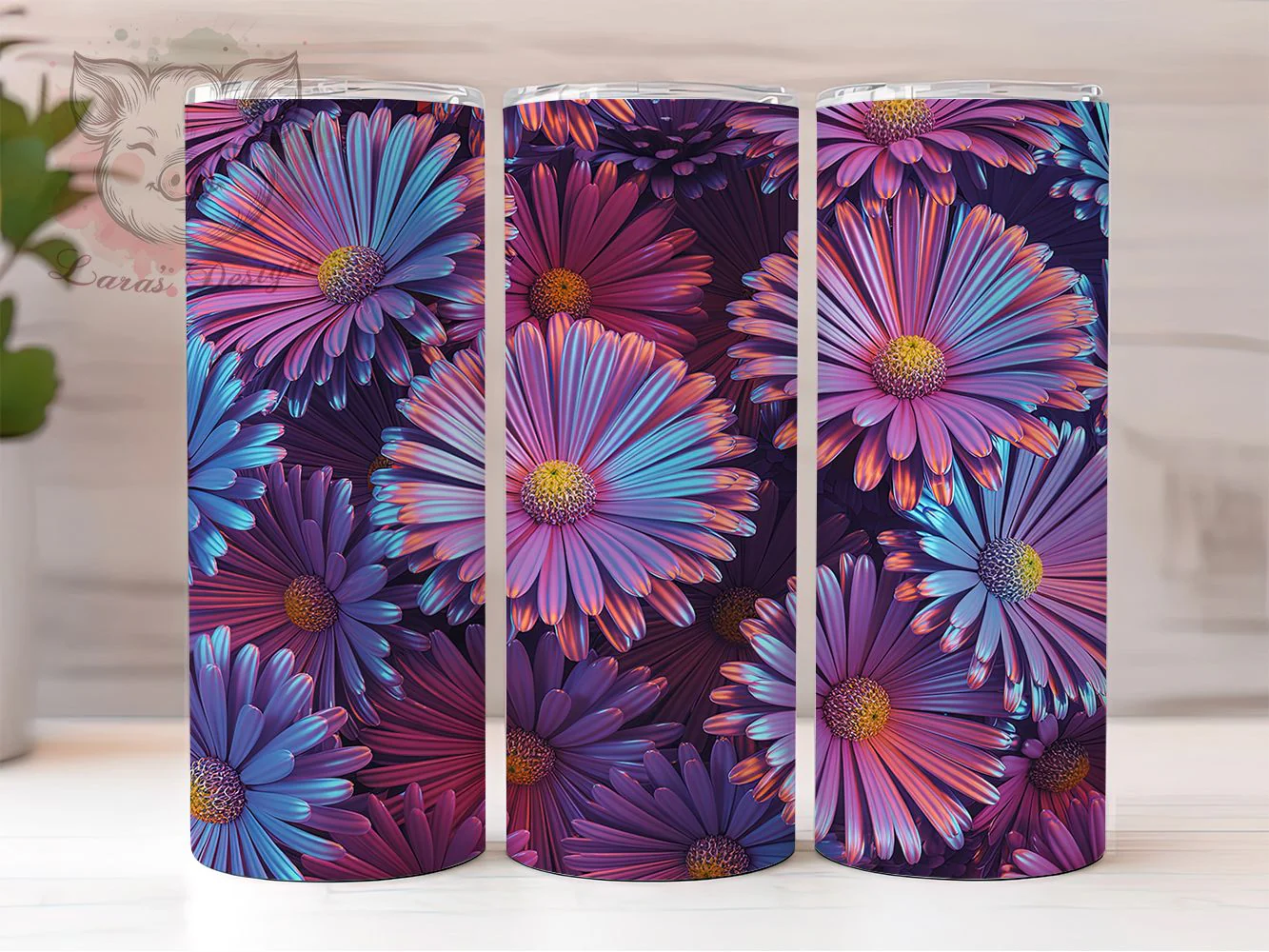 Neon Daisy Spring Flower Tumbler, Spring Flower Tumbler, Bright Neon Wrap, Stylish 20oz Wrap, Sublimation Design, Trendy Gift Idea, Colorful Spring Wrap