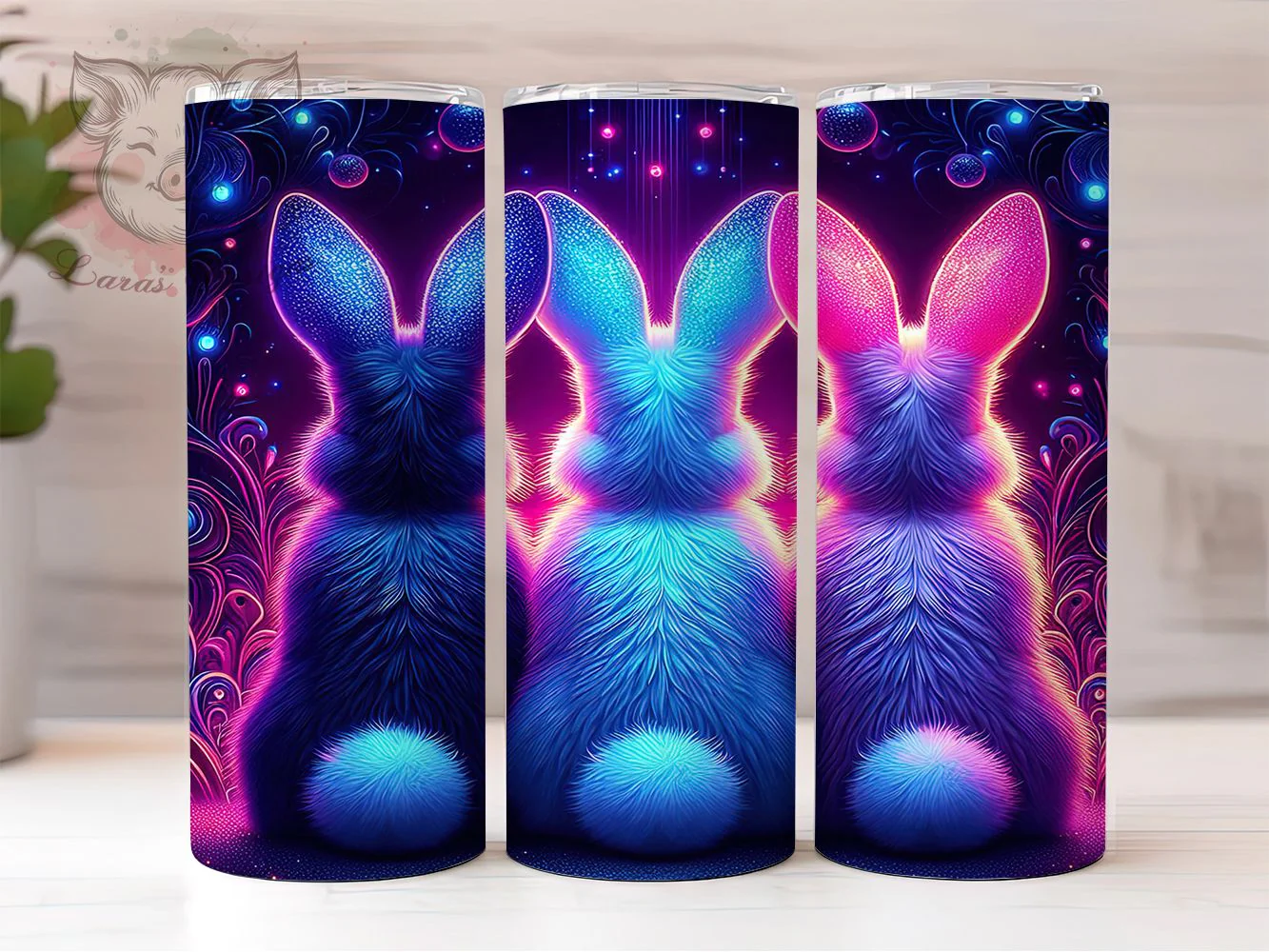 Neon Glow Easter Bunny Tumbler, Bright Bunny Tumbler, Glowing Bunny Wrap, Stylish 20oz Wrap, Sublimation Design, Trendy Gift Idea, Colorful Easter Wrap