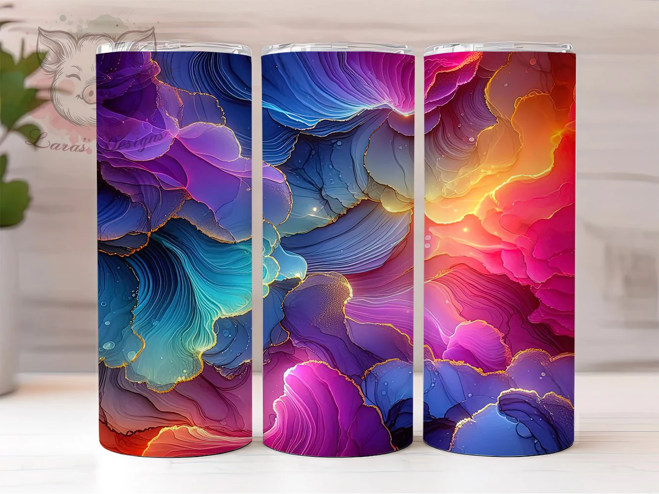 Neon Rainbow Marble Tumbler, Bright Neon, Marble Theme, Color Splash, Bold Abstract, 20Oz Tumbler, Sublimation Wrap