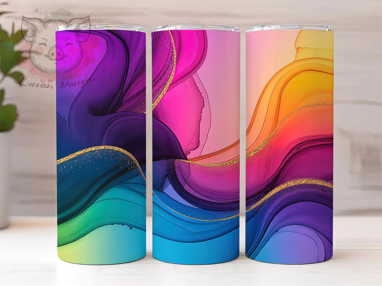 Neon Rainbow Marble Tumbler, Bright Neon, Marble Theme, Color Splash, Bold Abstract, 20Oz Tumbler, Sublimation Wrap