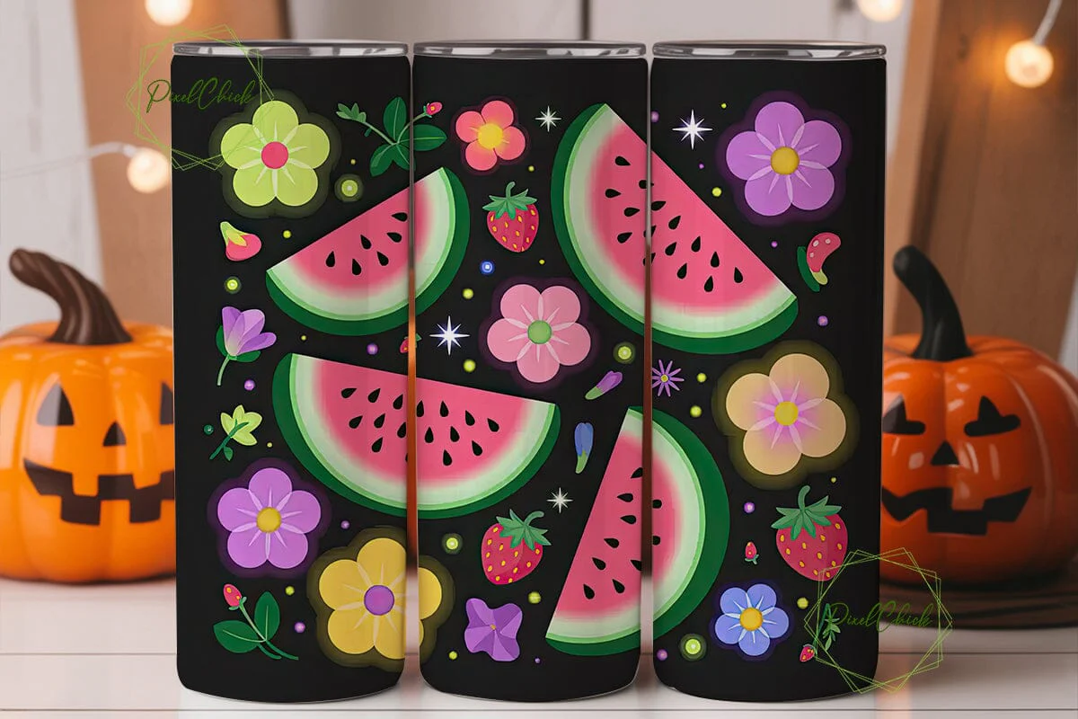 Neon Watermelon Summer 20oz Tumbler Wrap - Image 2