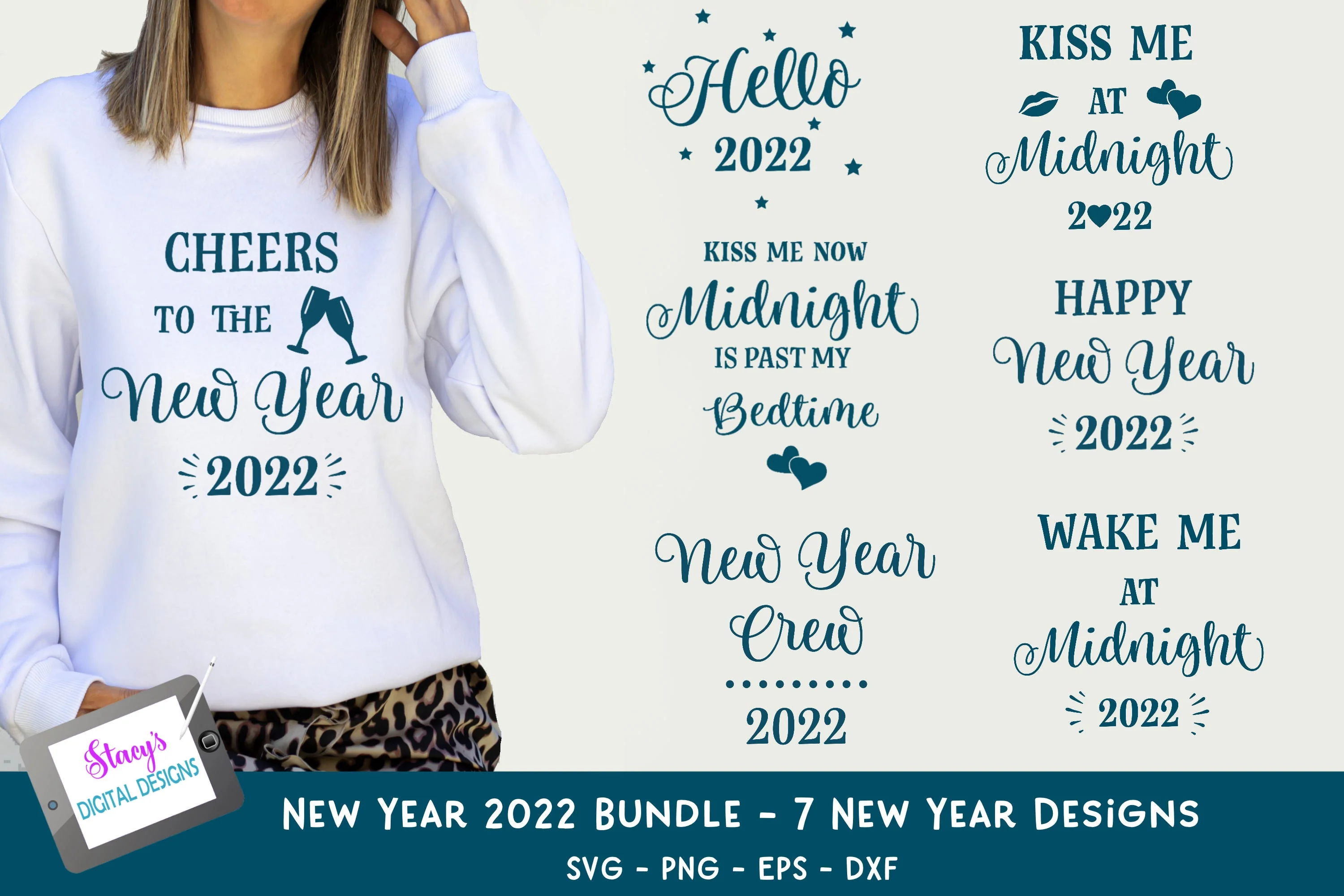 New Year Bundle | 7 New Year 2022 SVG Designs