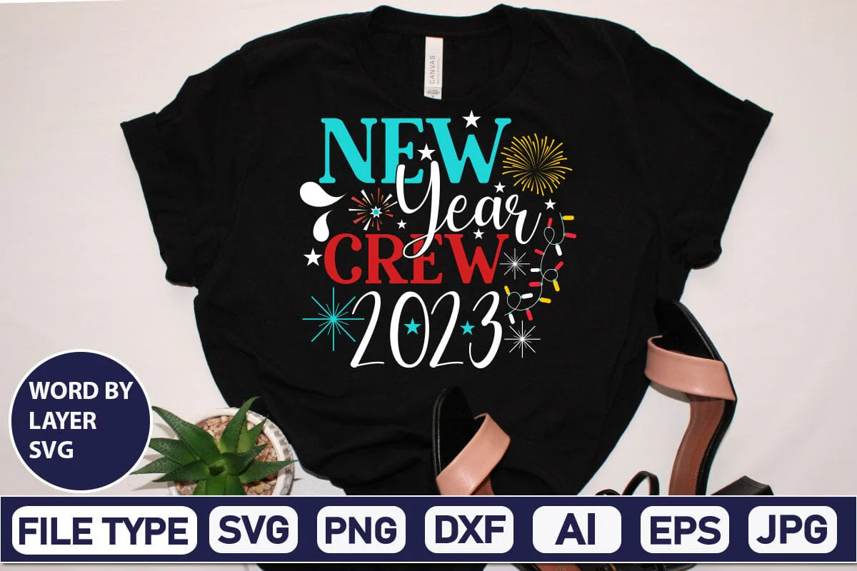 New Year Crew 2023 SVG Cut File - Image 4