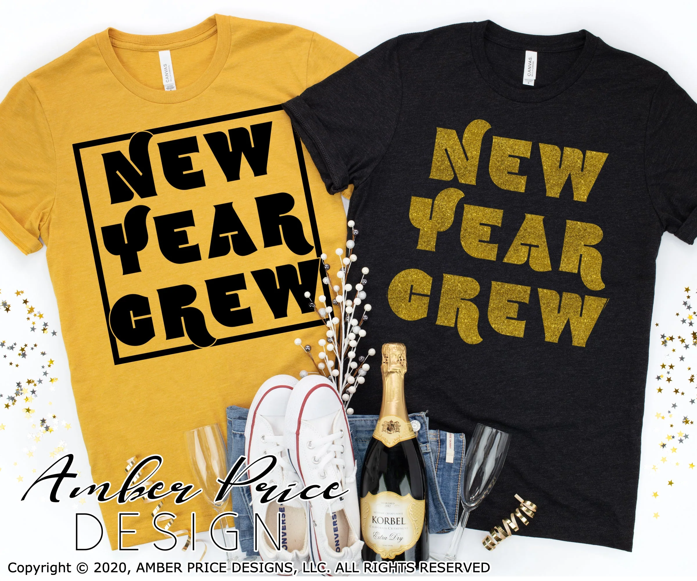 New Year Crew SVG | Cute New Years Eve SVG PNG DXF | Retro NYE Shirt SVG | Vintage New Year 2022 SVGs | Amber Price Design - Image 3