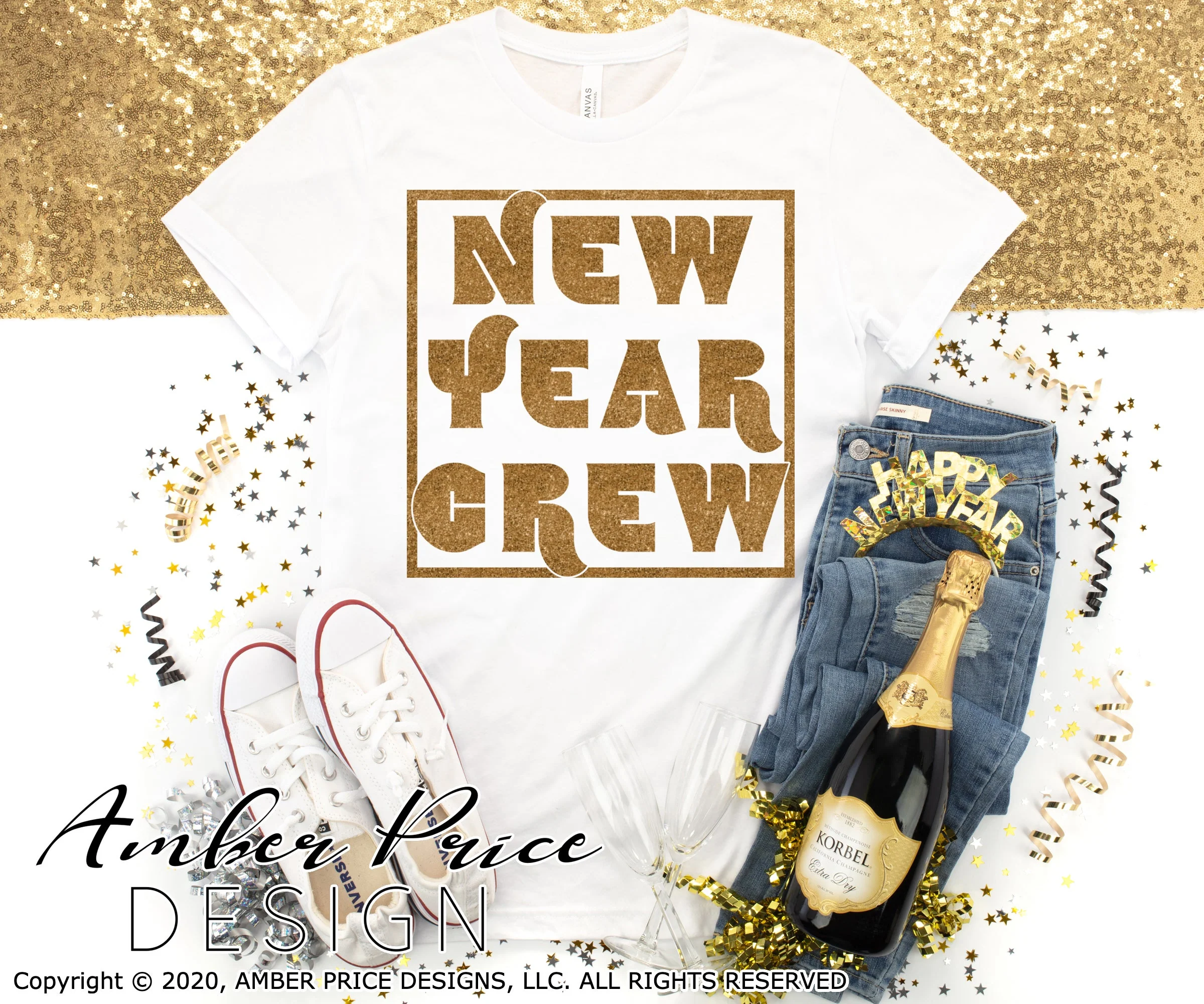 New Year Crew SVG | Cute New Years Eve SVG PNG DXF | Retro NYE Shirt SVG | Vintage New Year 2022 SVGs | Amber Price Design - Image 4