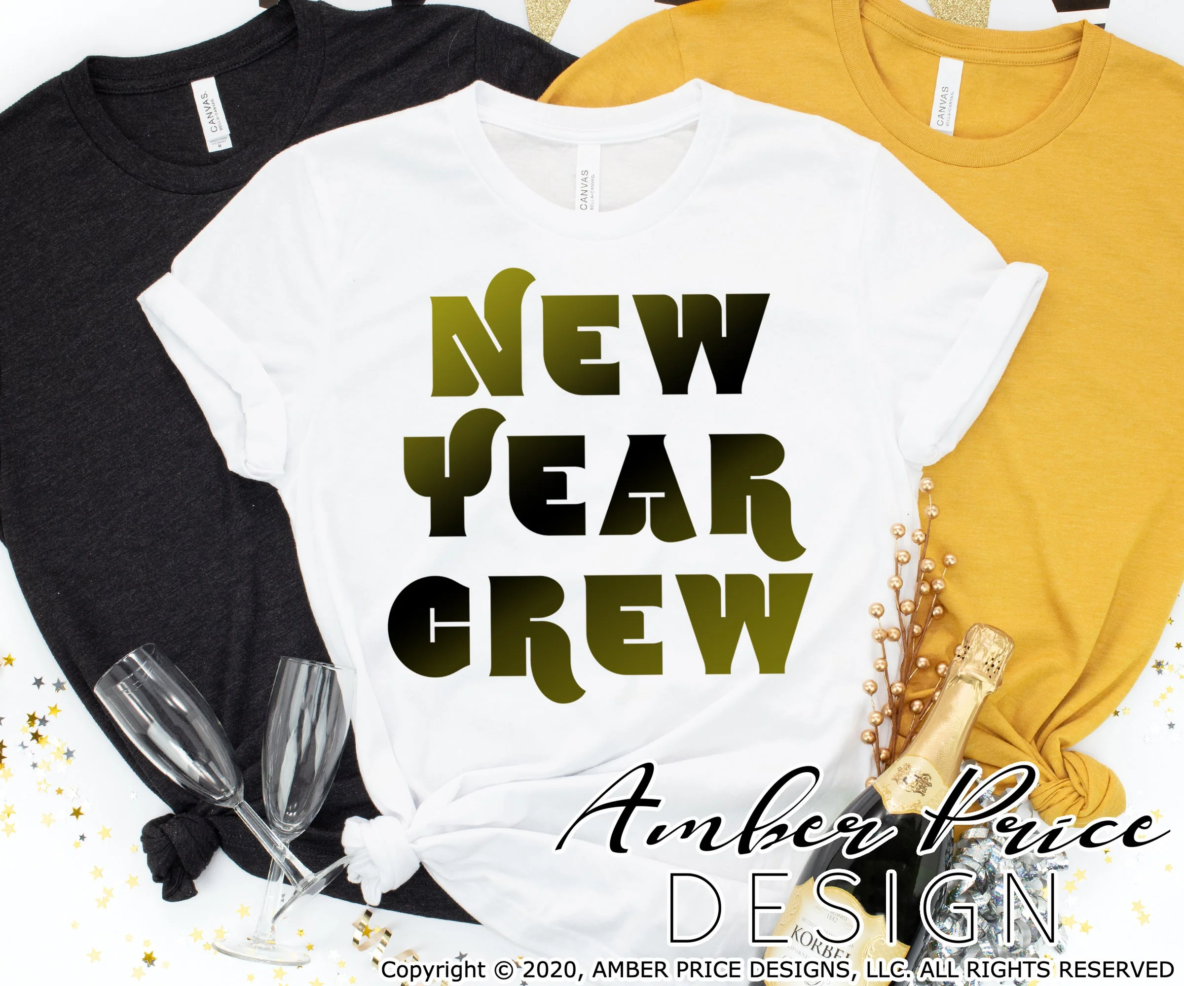 New Year Crew SVG | Cute New Years Eve SVG PNG DXF | Retro NYE Shirt SVG | Vintage New Year 2022 SVGs | Amber Price Design - Image 5