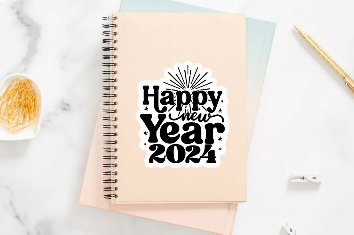 New Year Stickers Bundle, 2024 new year stickers png bundle - Image 8