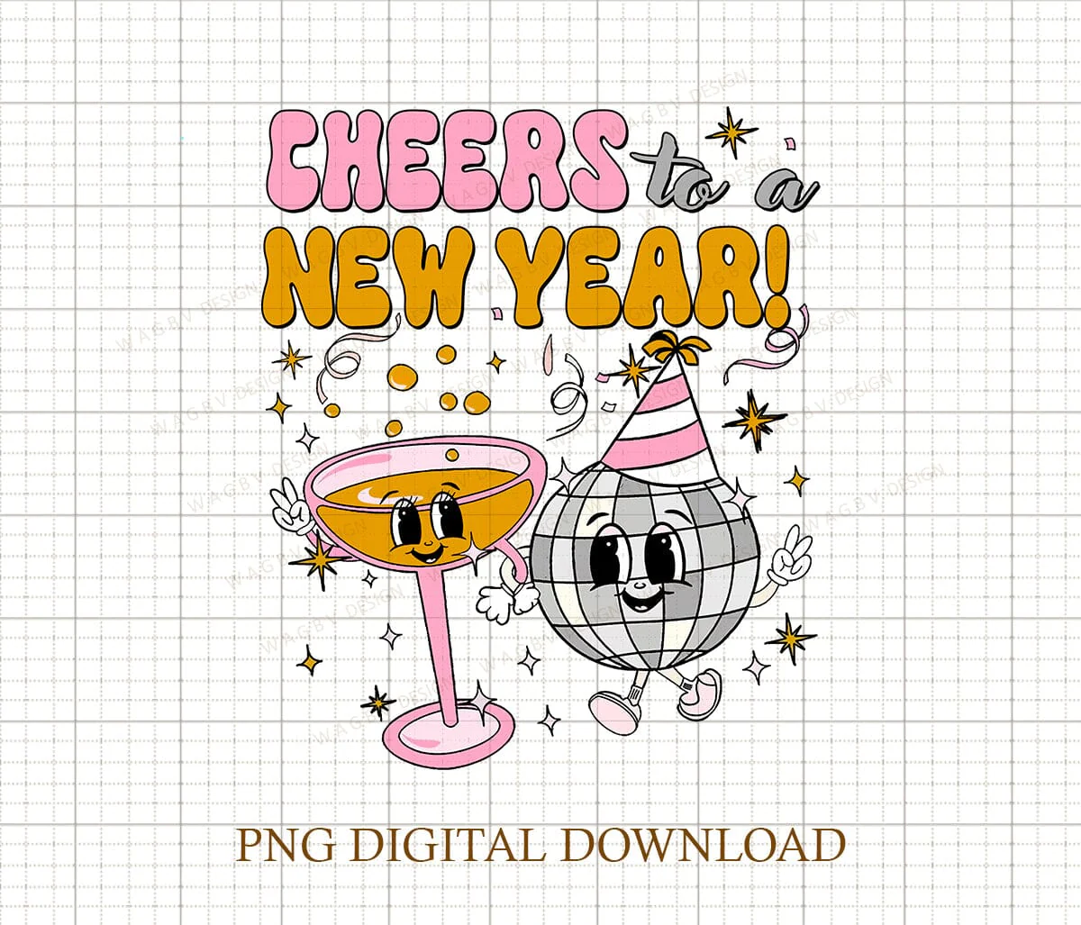 New Years Png, Retro New Years Png, NYE Png, Cheers New Years Eve Png, Happy New Year 2023 Party Png, Womens New Years Png